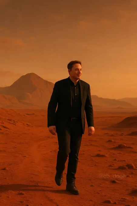 Elon First Man in Mars logo